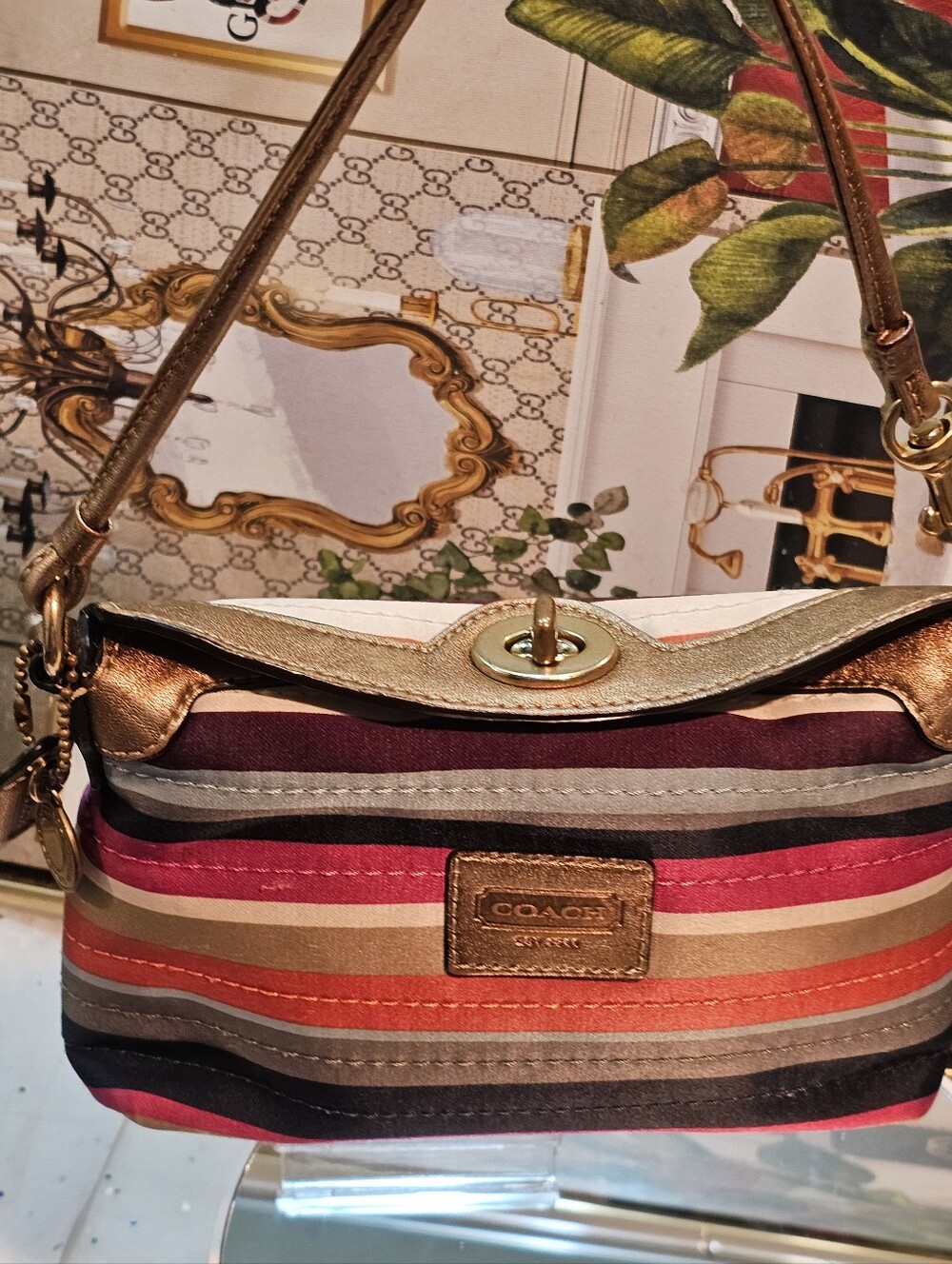 Coach Legacy Multicolor Satin Striped Women's Mini Bag/Wrislet - Picture 14 of 16